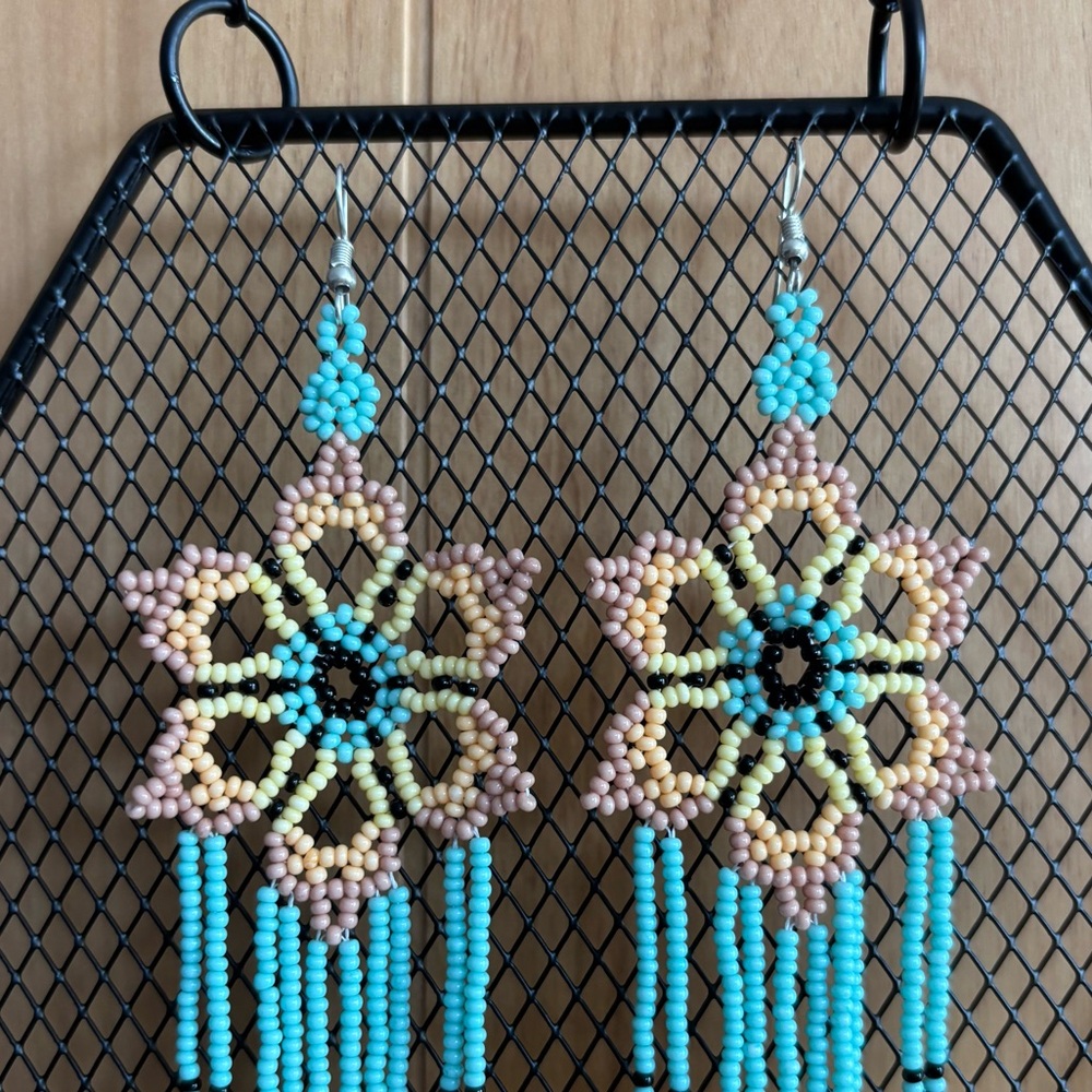 💕New Listing 💕 Handmade Chakira bead extra long earrings - Picture 3 of 8